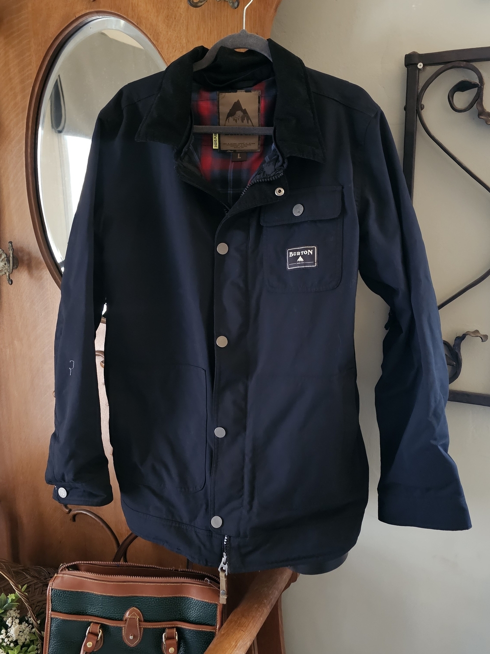 Burton DRYRIDE Black Snowboard Ski Jacket Plaid Lined Men's Large